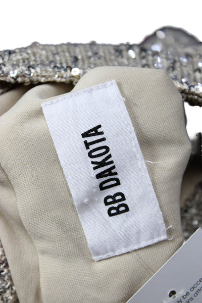 BB Dakota Womens Bomber Jacket Gray High Neck Zip Polyester Size S