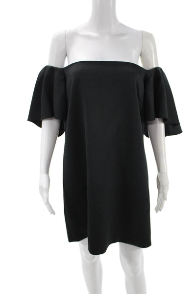 Cynthia Rowley Womens Black Short Sleeve Shift Dress Polyester Size 10