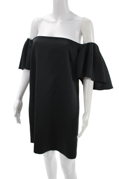 Cynthia Rowley Womens Black Short Sleeve Shift Dress Polyester Size 10