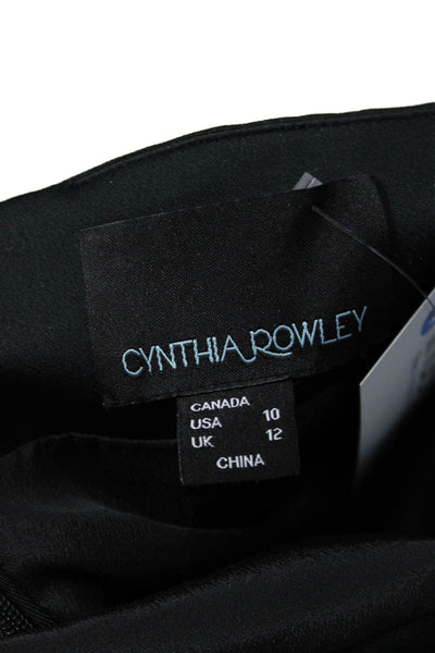 Cynthia Rowley Womens Black Short Sleeve Shift Dress Polyester Size 10