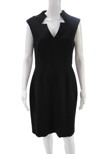 Trina Turk Womens Sheath Slip Dress Black V Neck Animal Print Size S