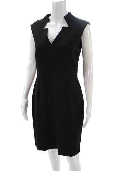 Trina Turk Womens Sheath Slip Dress Black V Neck Animal Print Size S