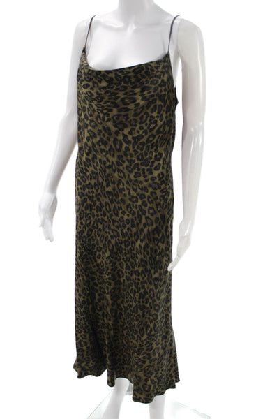 Trina Turk Womens Sheath Slip Dress Black V Neck Animal Print Size S
