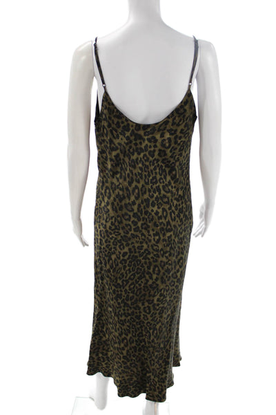Trina Turk Womens Sheath Slip Dress Black V Neck Animal Print Size S