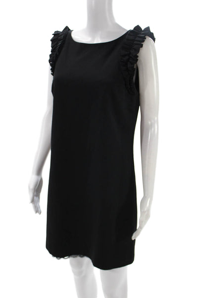Trina Turk Women Shift Dress Black Sleeveless Zip Short Size 8