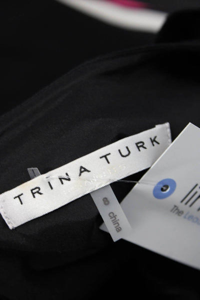 Trina Turk Women Shift Dress Black Sleeveless Zip Short Size 8