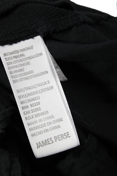 Standard James Perse Women Black Cotton Button-Up Top 3/4 Sleeve Size 3
