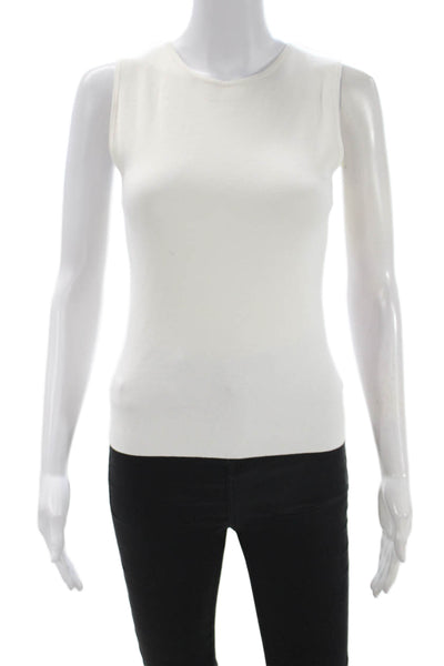 MNG Women Basic White Nylon Blend Crew Neck Sleeveless Tank Size L