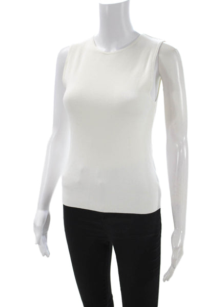 MNG Women Basic White Nylon Blend Crew Neck Sleeveless Tank Size L