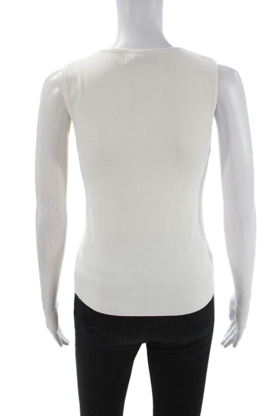 MNG Women Basic White Nylon Blend Crew Neck Sleeveless Tank Size L