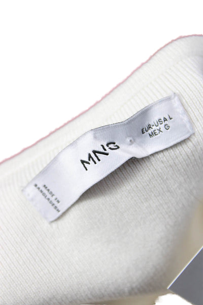 MNG Women Basic White Nylon Blend Crew Neck Sleeveless Tank Size L