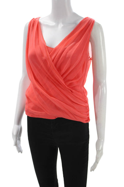 Bailey 44 Womens Sleeveless V-Neck Orange Blouse Solid Polyester Spandex Size M