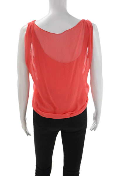 Bailey 44 Womens Sleeveless V-Neck Orange Blouse Solid Polyester Spandex Size M