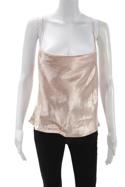 Line + Dot Womens Camisole Pink Square Neck Sleeveless Solid Designer Size L