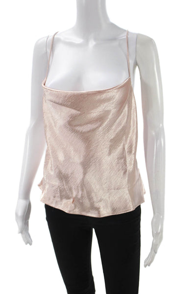 Line + Dot Womens Camisole Pink Square Neck Sleeveless Solid Designer Size L