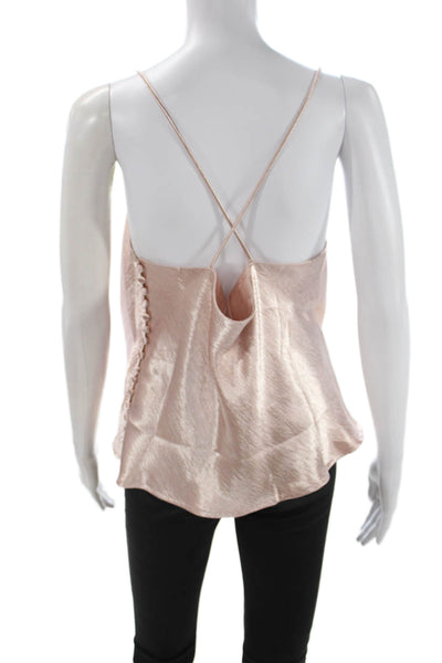 Line + Dot Womens Camisole Pink Square Neck Sleeveless Solid Designer Size L