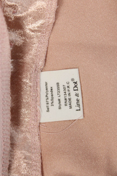 Line + Dot Womens Camisole Pink Square Neck Sleeveless Solid Designer Size L