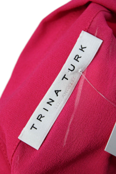 Trina Turk Women Collared Pink Long Sleeve Button Up Blouse Size M