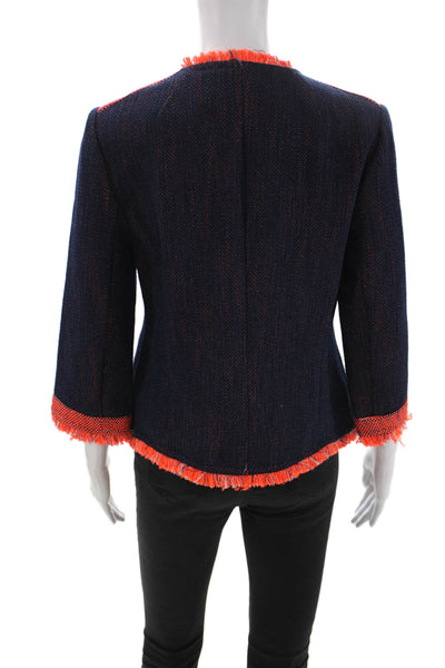 Trina Turk Womens Dark Blue Crew Neck 3/4 Sleeve Blazer Size 8
