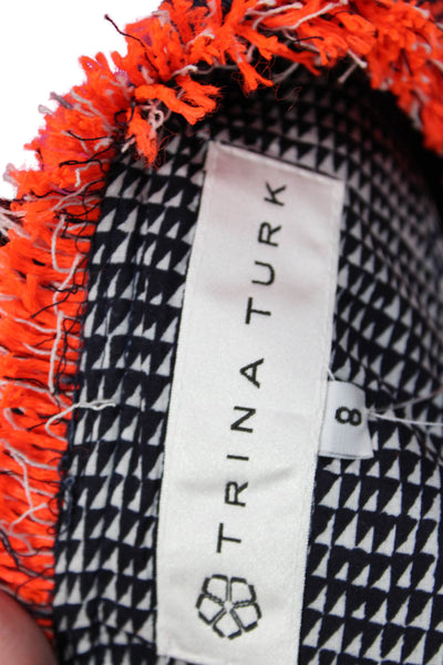 Trina Turk Womens Dark Blue Crew Neck 3/4 Sleeve Blazer Size 8