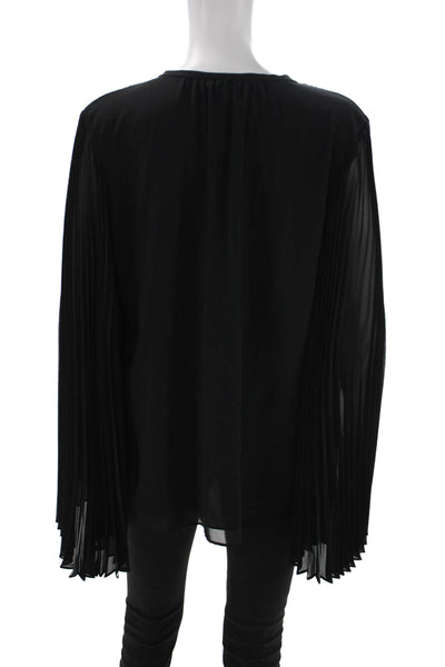 Trina Turk Womens Black Tie Neck Long Sleeve Blouse Size L