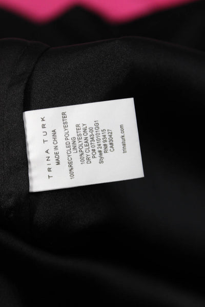 Trina Turk Womens Black Tie Neck Long Sleeve Blouse Size L