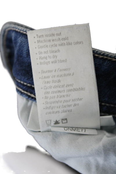 Paige Women Ankle Cropped Jeans Dark Blue Mid Rise Petite Size 24