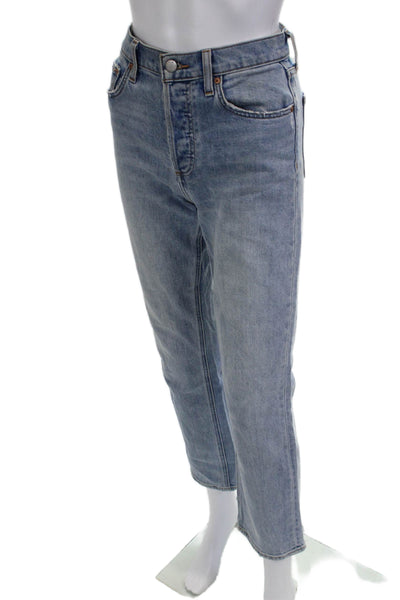 Denim Forum Women Mom Cropped High Rise Light Blue Jeans Size 25