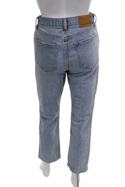 Denim Forum Women Mom Cropped High Rise Light Blue Jeans Size 25