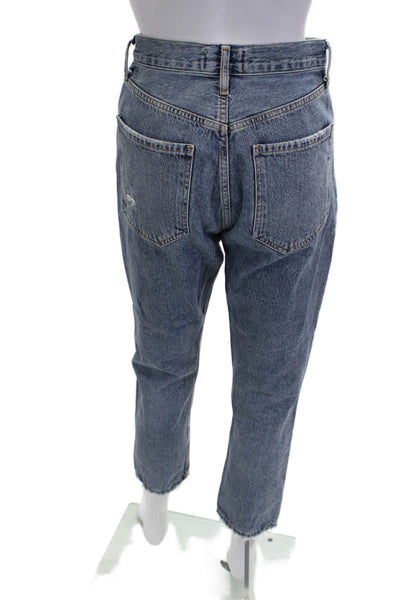 Agolde Womens Cropped Mom High Rise Jeans Blue Button Fly Size 25