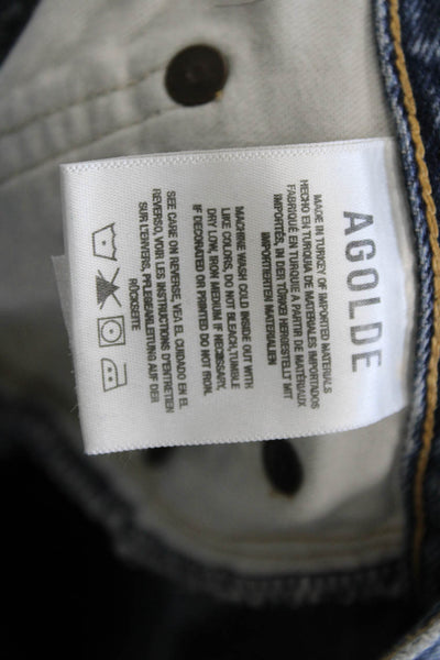 Agolde Womens Cropped Mom High Rise Jeans Blue Button Fly Size 25