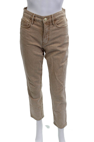 Frame Women Ankle Cropped 90s Beige Jeans Mid Rise 27in Inseam Size 24