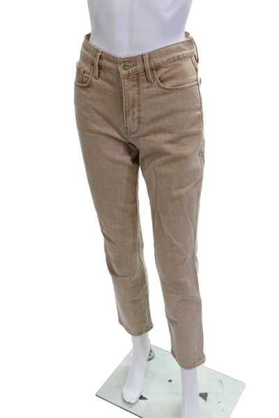 Frame Women Ankle Cropped 90s Beige Jeans Mid Rise 27in Inseam Size 24