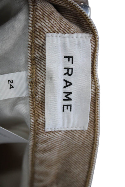Frame Women Ankle Cropped 90s Beige Jeans Mid Rise 27in Inseam Size 24