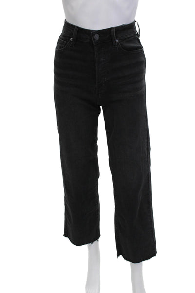 Hidden Womens Cropped Straight Black Jeans Button Mid Rise Size 24