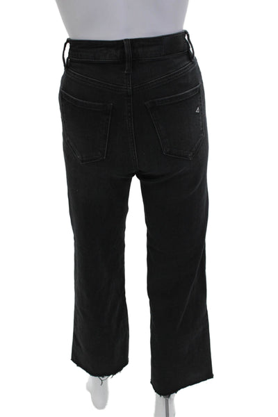 Hidden Womens Cropped Straight Black Jeans Button Mid Rise Size 24
