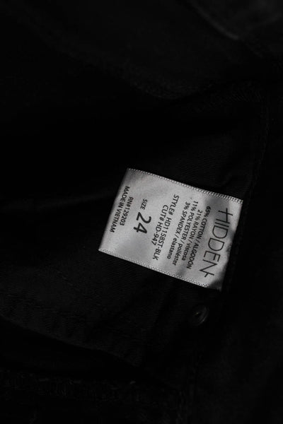 Hidden Womens Cropped Straight Black Jeans Button Mid Rise Size 24
