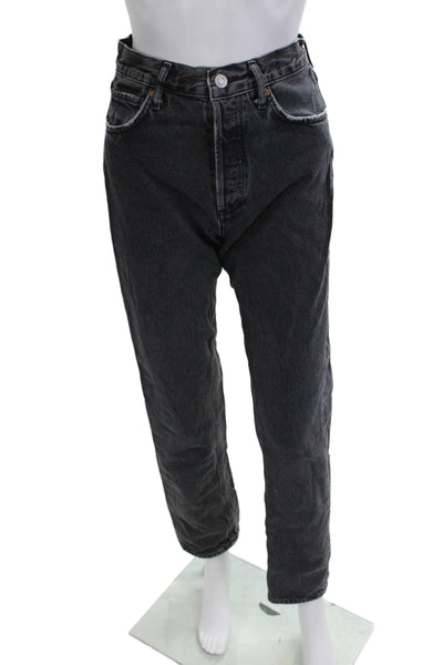Agolde Womens Straight Tapered High Rise Dark Gray Jeans Size 24