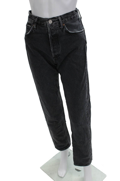 Agolde Womens Straight Tapered High Rise Dark Gray Jeans Size 24