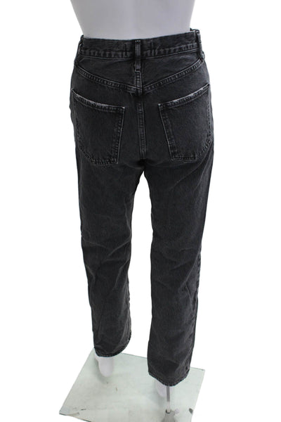 Agolde Womens Straight Tapered High Rise Dark Gray Jeans Size 24
