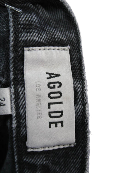 Agolde Womens Straight Tapered High Rise Dark Gray Jeans Size 24