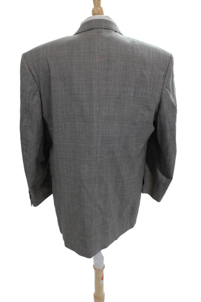 Pierre Balmain Men Gray Check Wool Suit Jacket Button Collared Size 44