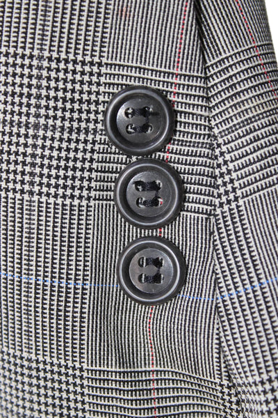 Pierre Balmain Men Gray Check Wool Suit Jacket Button Collared Size 44