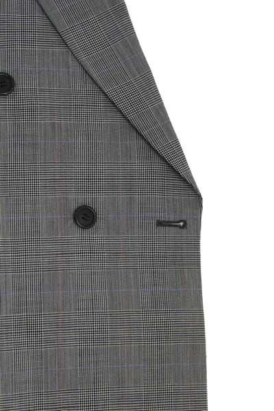 Pierre Balmain Men Gray Check Wool Suit Jacket Button Collared Size 44
