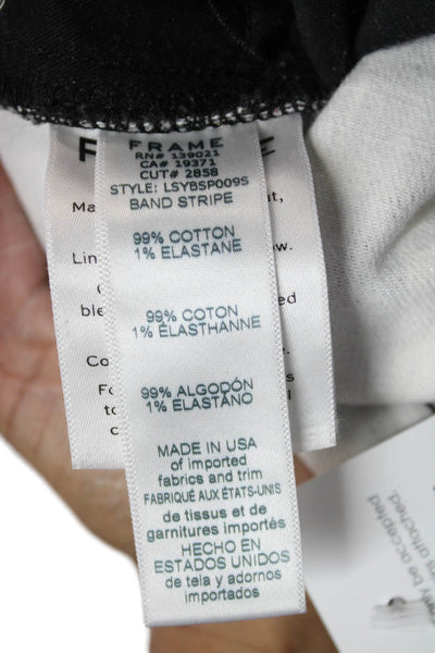 Frame Womens Cropped Ankle Pants Black Striped Button 99% Cotton Size 24