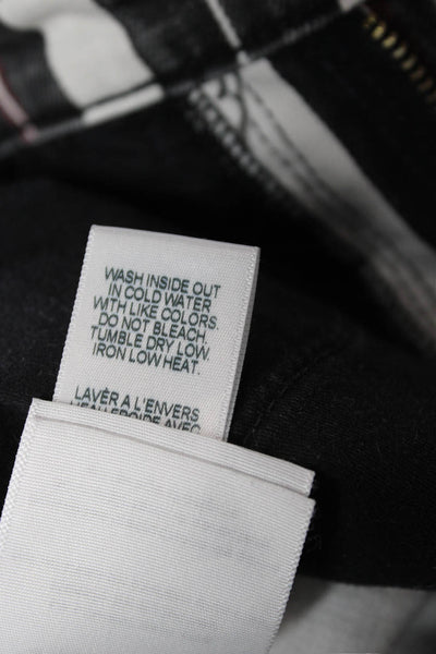 Frame Womens Cropped Ankle Pants Black Striped Button 99% Cotton Size 24