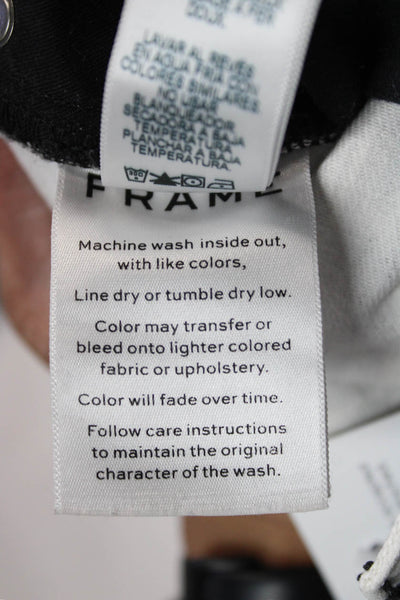 Frame Womens Cropped Ankle Pants Black Striped Button 99% Cotton Size 24