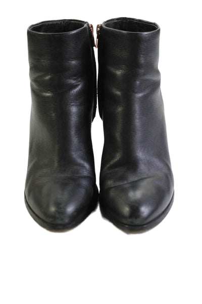 Alexander Wang Womens Side Zip Block Heel Leather Ankle Booties Black Size 39