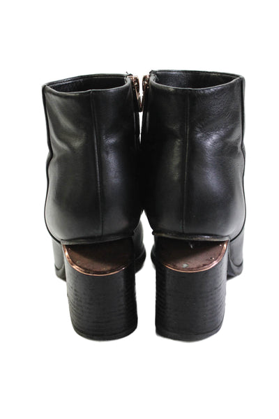 Alexander Wang Womens Side Zip Block Heel Leather Ankle Booties Black Size 39