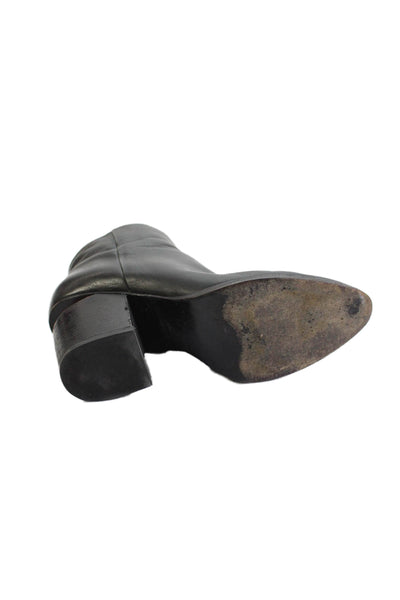 Alexander Wang Womens Side Zip Block Heel Leather Ankle Booties Black Size 39